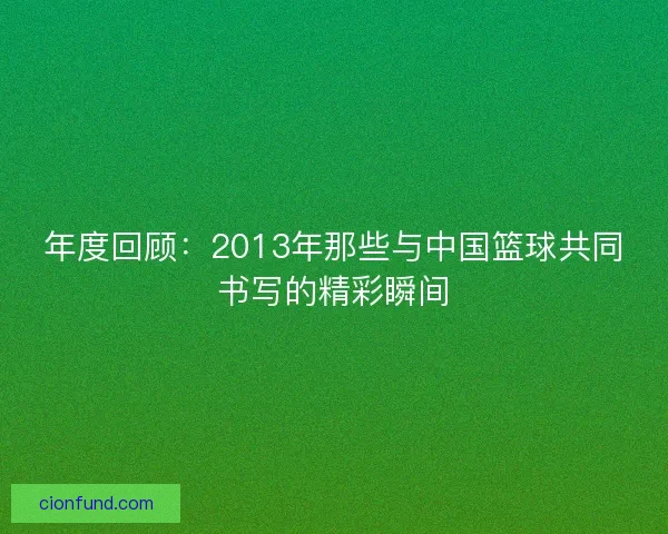 年度回顾：2013年那些与中国篮球共同书写的精彩瞬间
